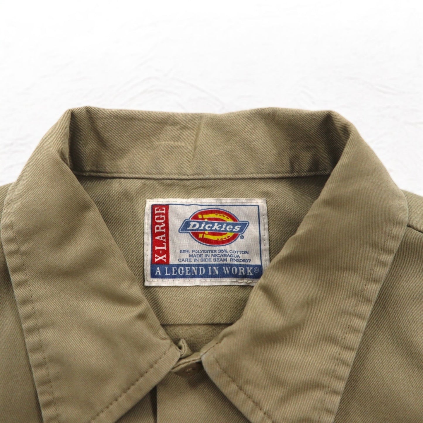 Dickies 半袖 ワークシャツ XL ベージュ ポリエステル コットン 胸ポケット ビッグサイズ ニカラグア製