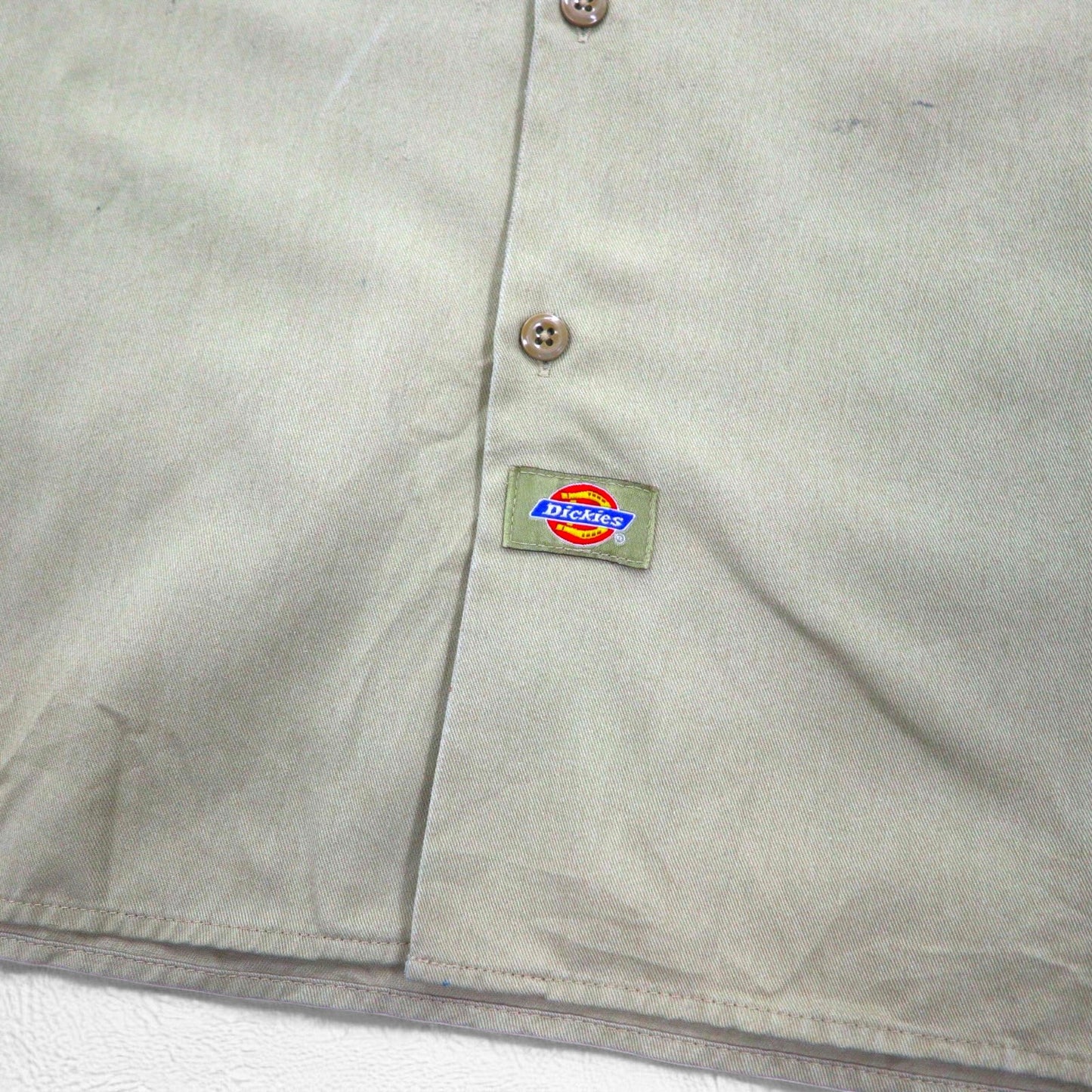 Dickies 半袖 ワークシャツ XL ベージュ ポリエステル コットン 胸ポケット ビッグサイズ ニカラグア製