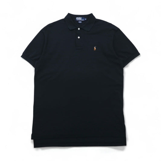 Polo by Ralph Lauren 90年代 ポロシャツ M ブラック コットン 鹿の子 スモールポニー刺繍 ペルー製