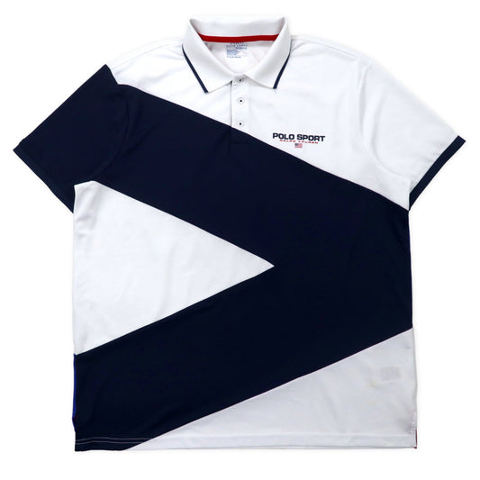 POLO RALPH LAUREN パフォーマンス ポロシャツ XL ホワイト ネイビー ポリエステル ロゴプリント 星条旗