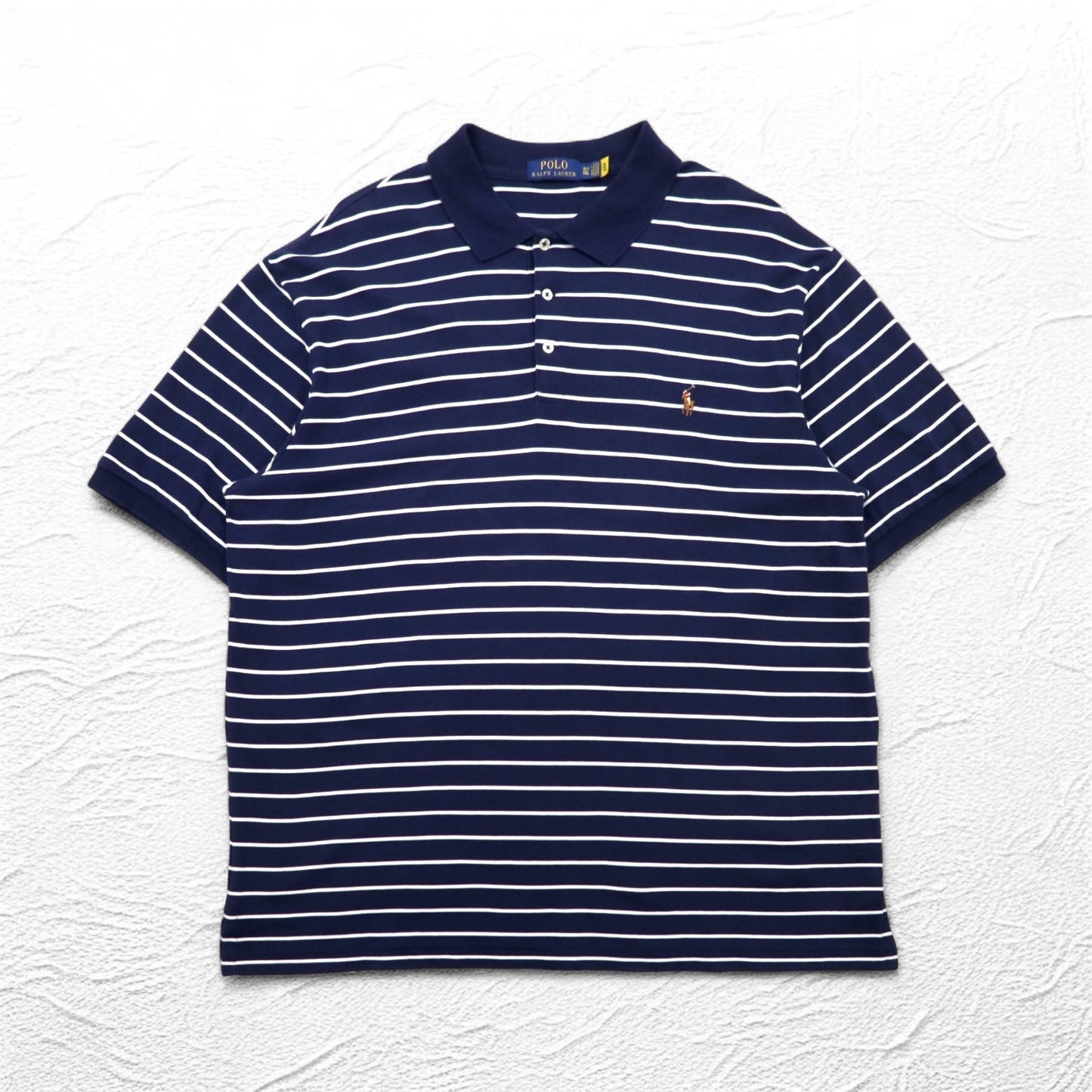 POLO RALPH LAUREN ボーダー ポロシャツ XL ネイビー コットン スモールポニー刺繍