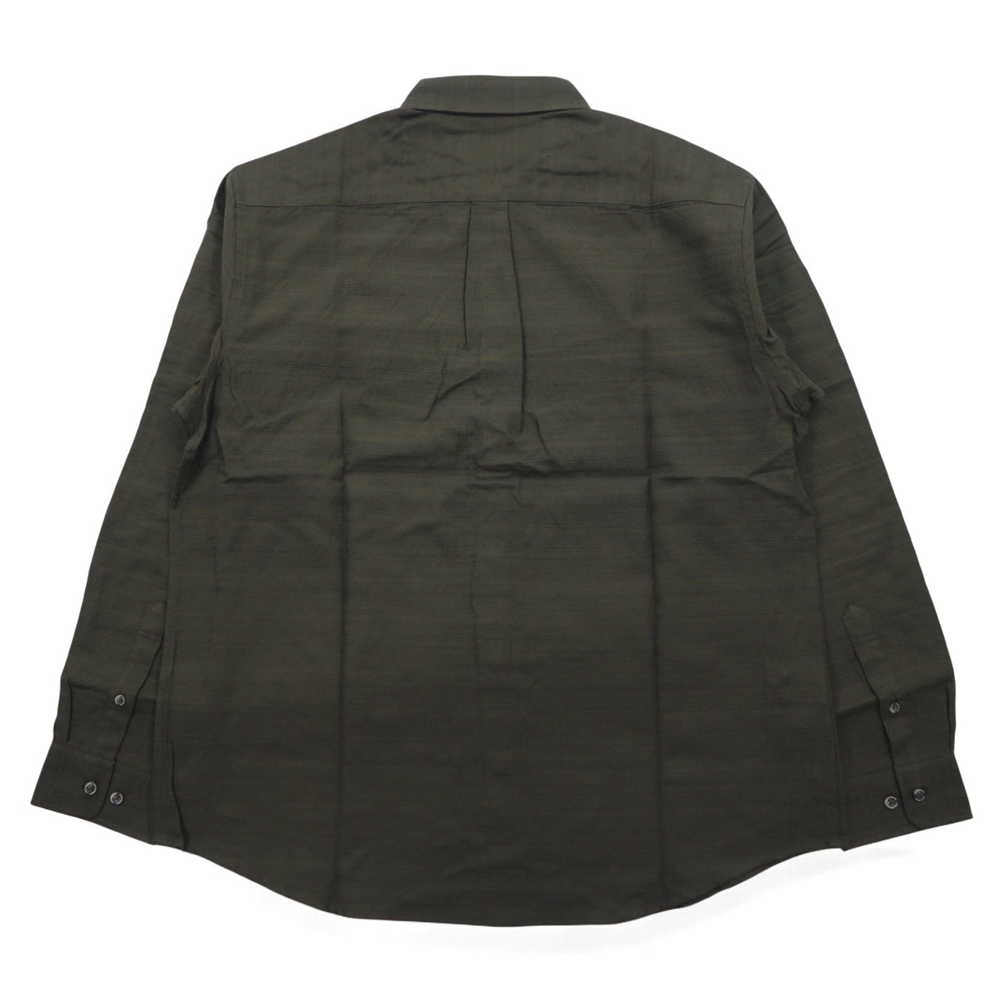 Eddie Bauer ドビー織 ボタンダウンシャツ L カーキ コットン 総柄 未使用品