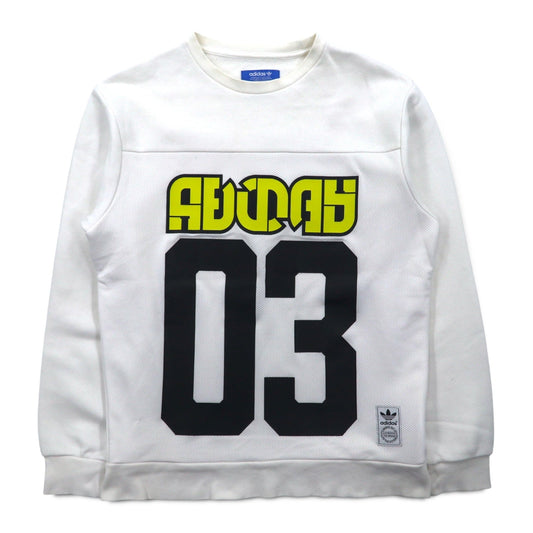 adidas originals ナンバリング プリント スウェット XS ホワイト メッシュ切り替え WINTER CREW SWEATSHIRT BS2626