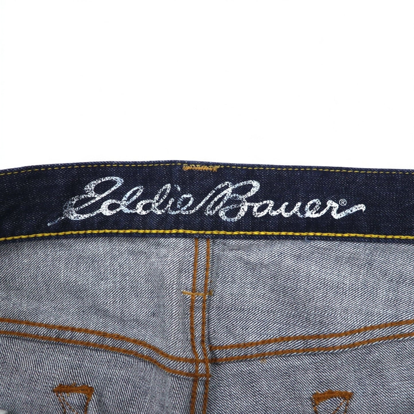 Eddie Bauer リジッド デニムパンツ XL インディゴ ブルー COTTON USA リラックスフィット 未使用品