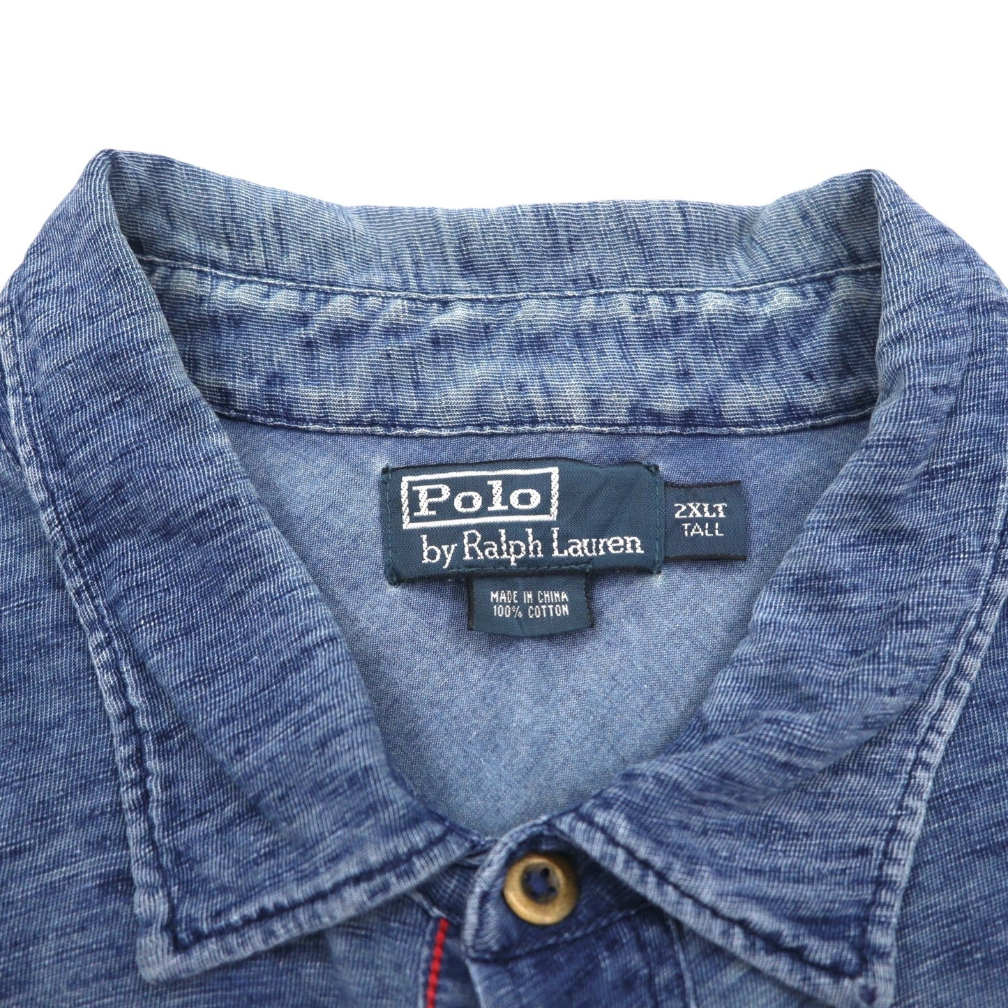 Polo by Ralph Lauren インディゴ ポロシャツ 2XLT ブルー 胸ポケット コンチョボタン