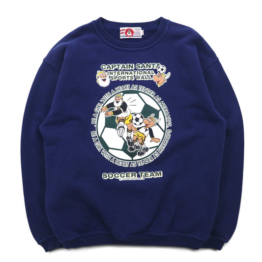 Captain Santa 90年代 スウェット M ネイビー コットン キャラクター プリント サッカー