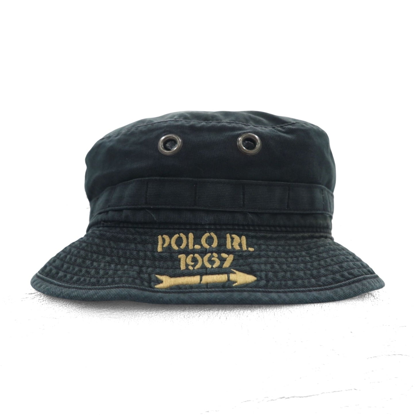 Polo by Ralph Lauren 90年代 バケットハット サファリハット L/XL ブラック コットン フェード