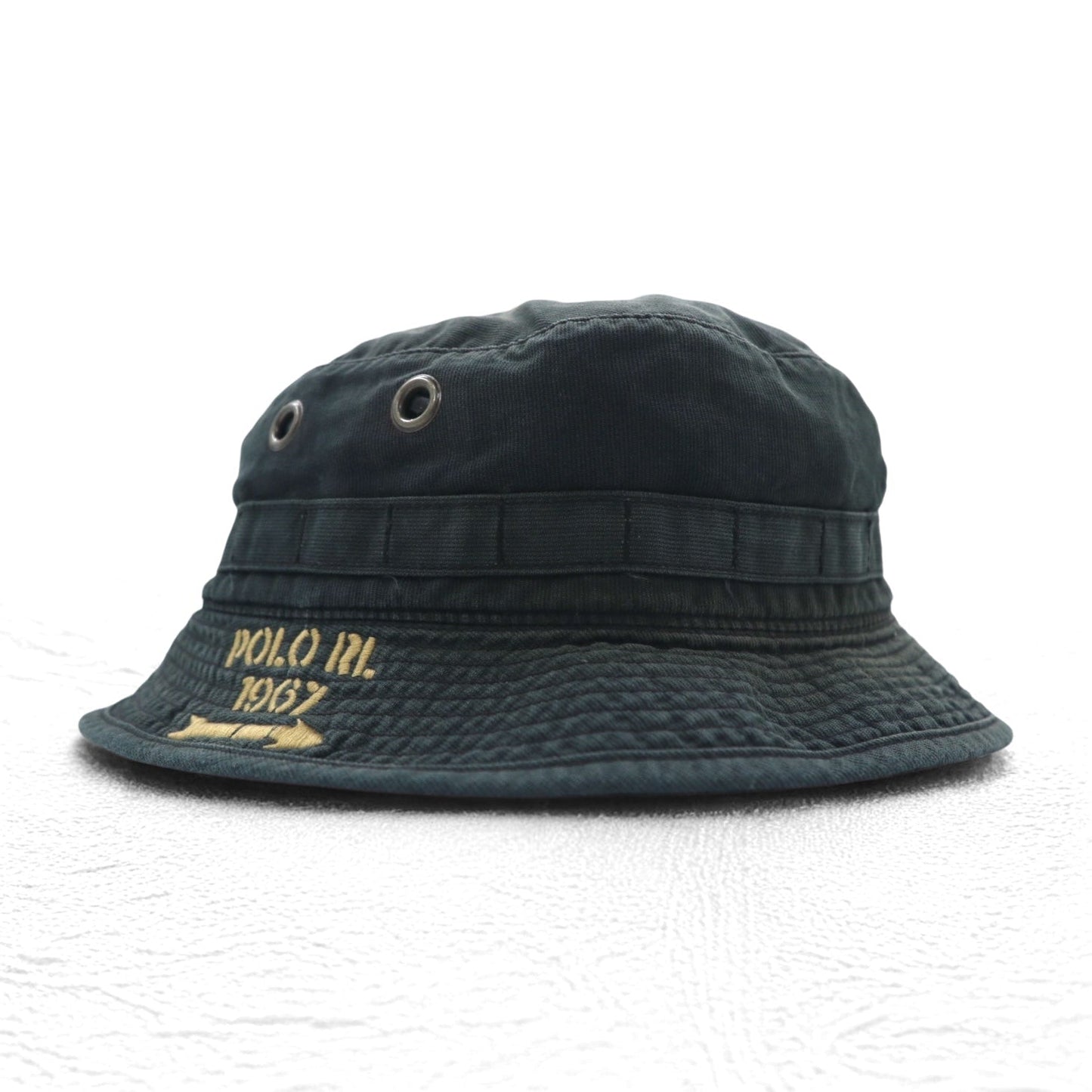 Polo by Ralph Lauren 90年代 バケットハット サファリハット L/XL ブラック コットン フェード