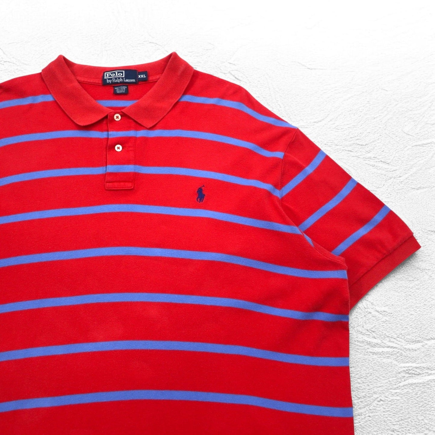 Polo by Ralph Lauren ボーダー ポロシャツ XXL ピンク コットン スモールポニー刺繍 スリランカ製