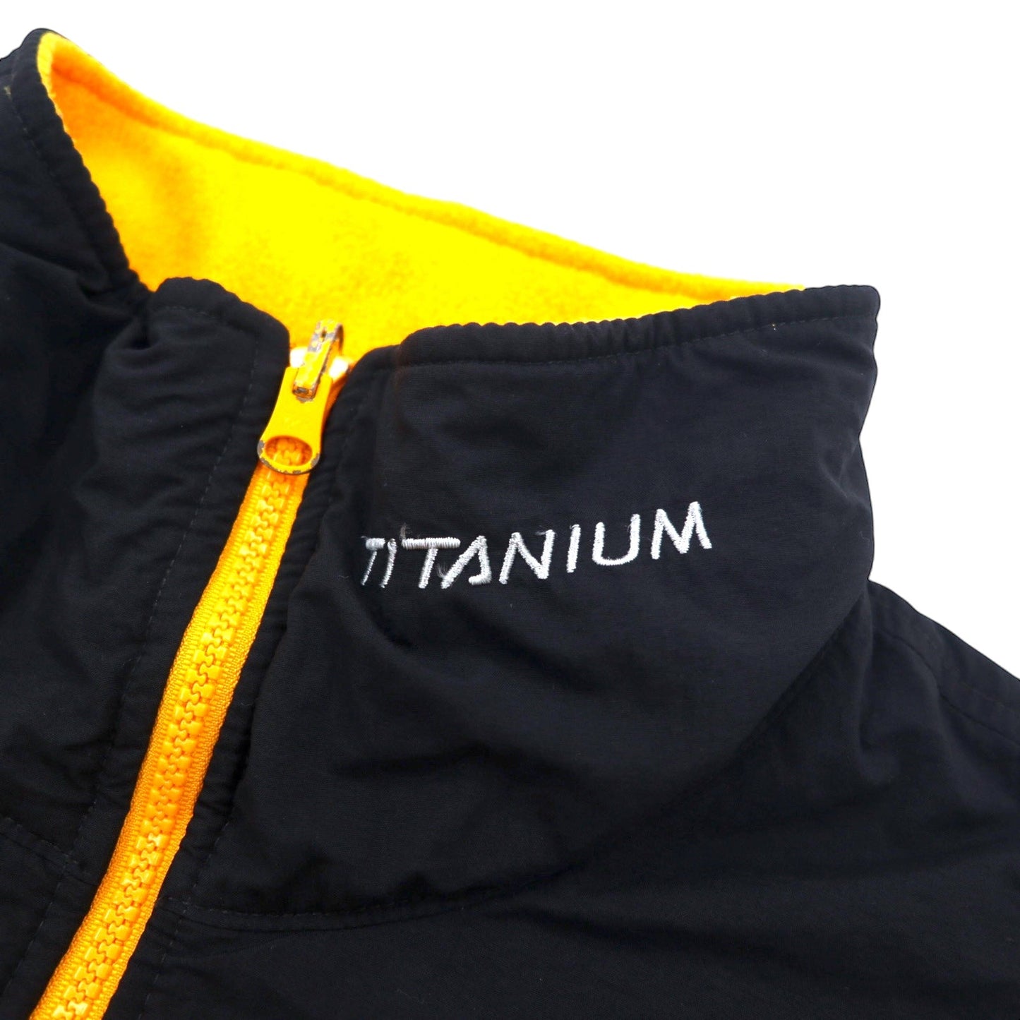 Columbia 90年代 ナイロン切替 フルジップ フリースベスト XL イエロー ポリエステル TITANIUM ワンポイントロゴ 刺繍 ダブルジップ