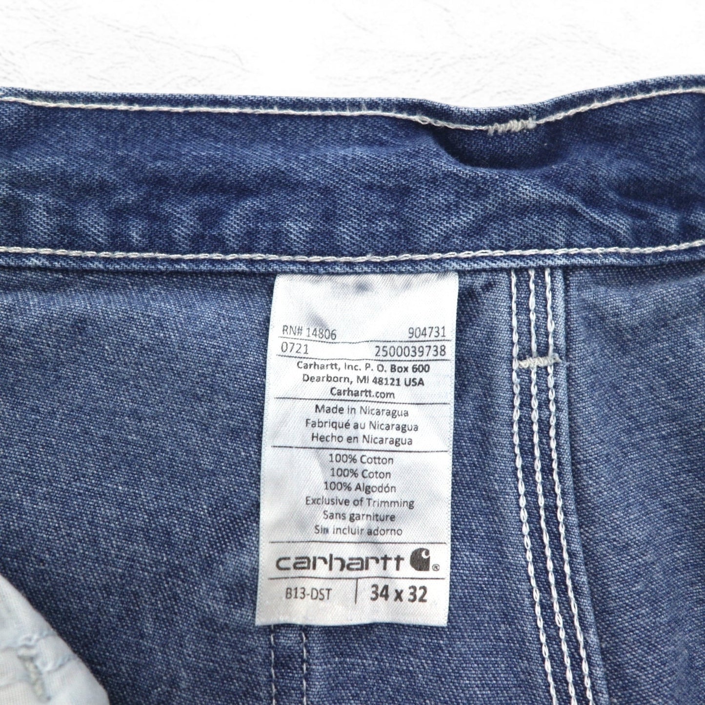 carhartt ワーク ダンガリー デニムパンツ ペインターパンツ L ブルー LOOSE FIT WORK DUNGAREE B13-DST ニカラグア製