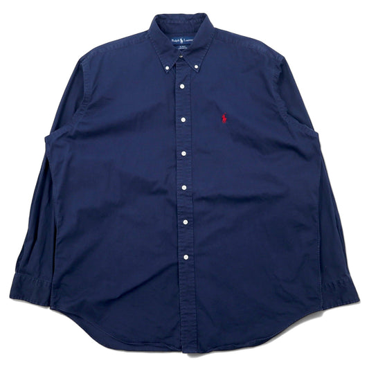 Ralph Lauren 90年代 ボタンダウンシャツ L ネイビー コットン BLAKE スモールポニー 刺繍
