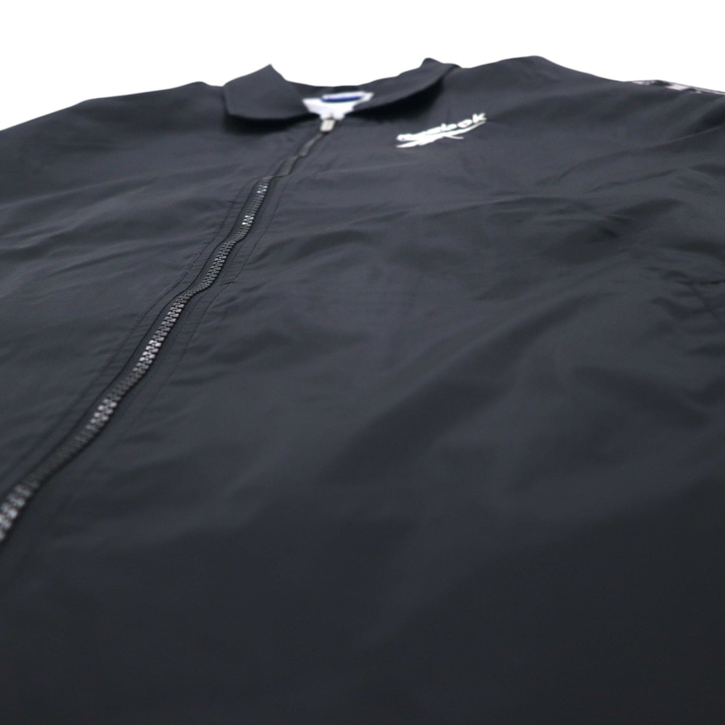 Reebok 90年代 フルジップ コーチジャケット L ブラック ロゴテープ サイドライン メッシュライナー