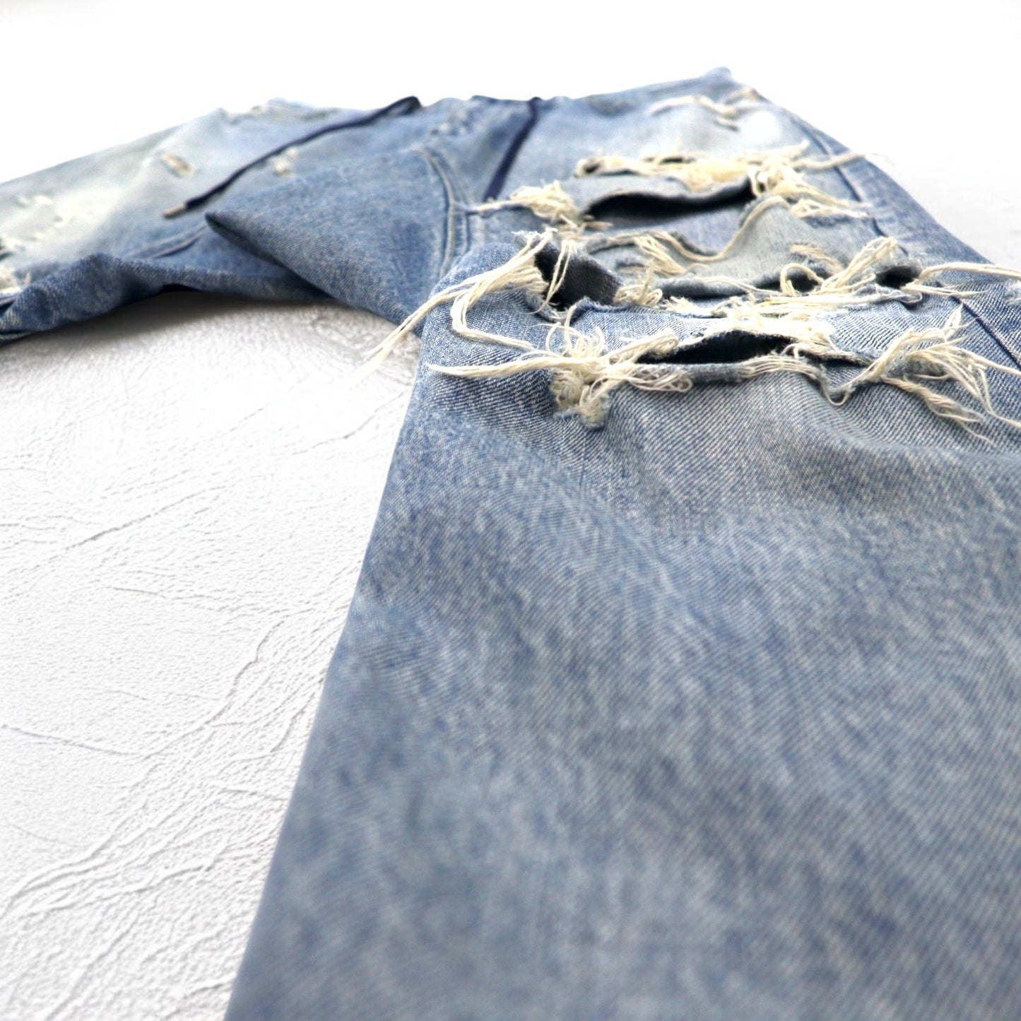 FUMITO GANRYU サルエル セルビッジ デニムパンツ M ダメージ クラッシュ加工 インディゴ ブルー  5-Pocket Sarrouel Pants 日本製