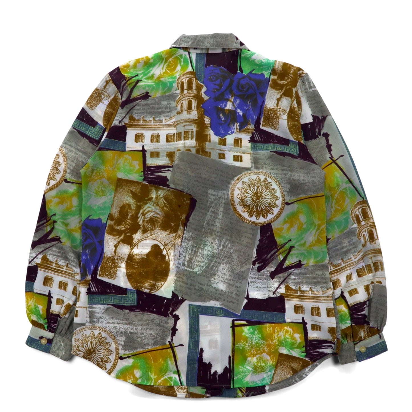 Vintage 90s Japan Made Retro Shirt ATTRAIT レトロ 総柄 ポリシャツ M マルチカラー アート
