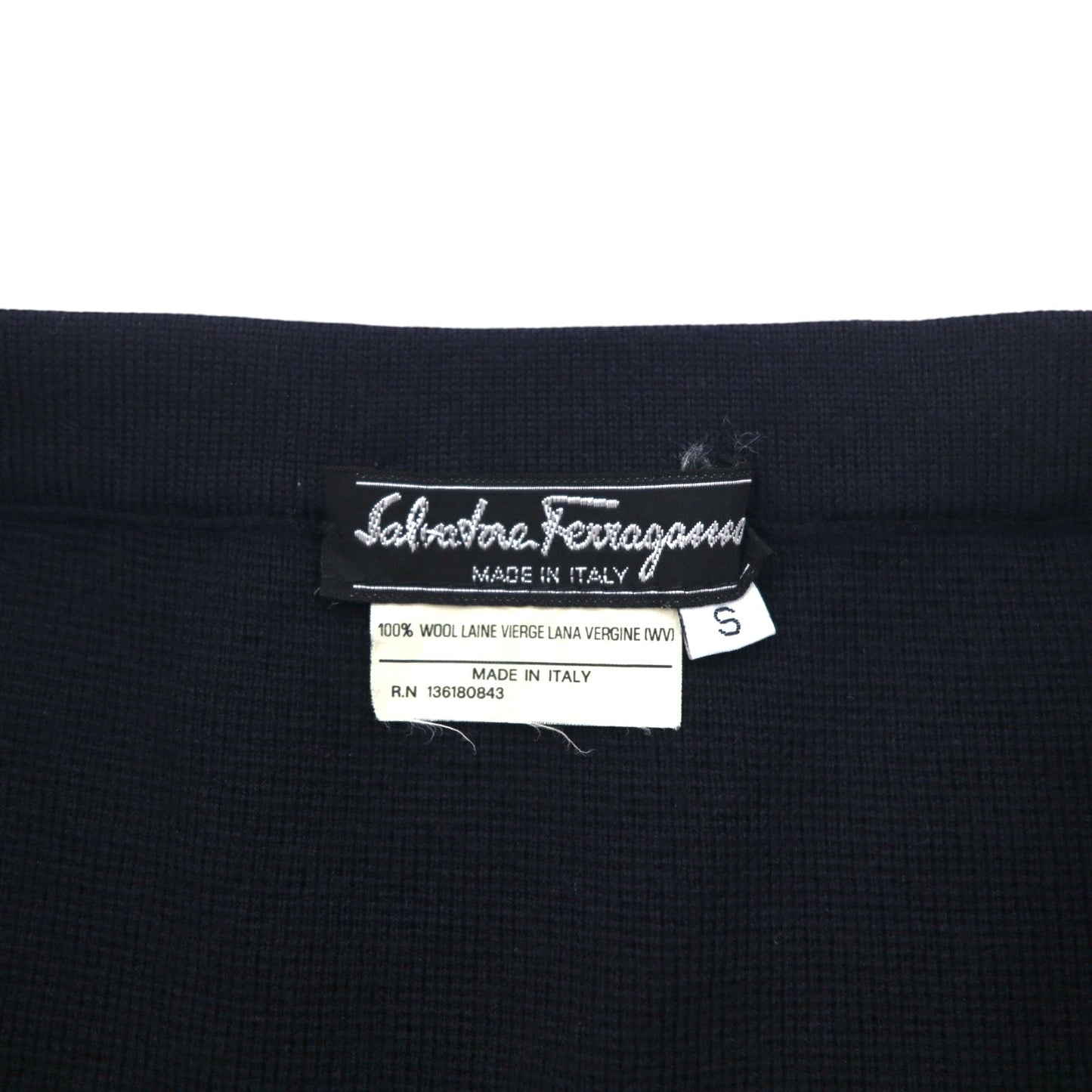 Salvatore Ferragamo イタリア製 オールド ラムウール ニット コクーンスカート S ネイビー 羊毛