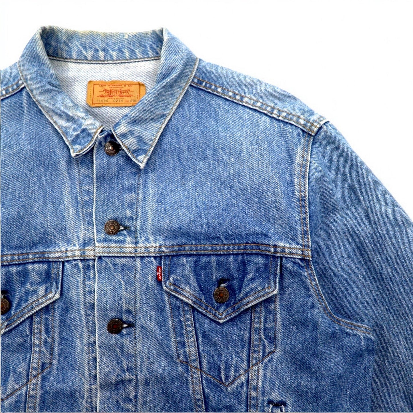 Levi's 80年代 USA製 デニムジャケット Gジャン XL ブルー コットン ボタン裏527 70506 0214