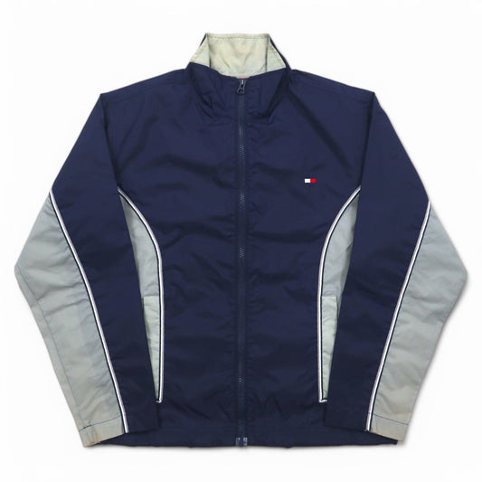 TOMMY HILFIGER 90年代 スタンドカラー ナイロンジャケット M ネイビー グレー リフレクター ライン
