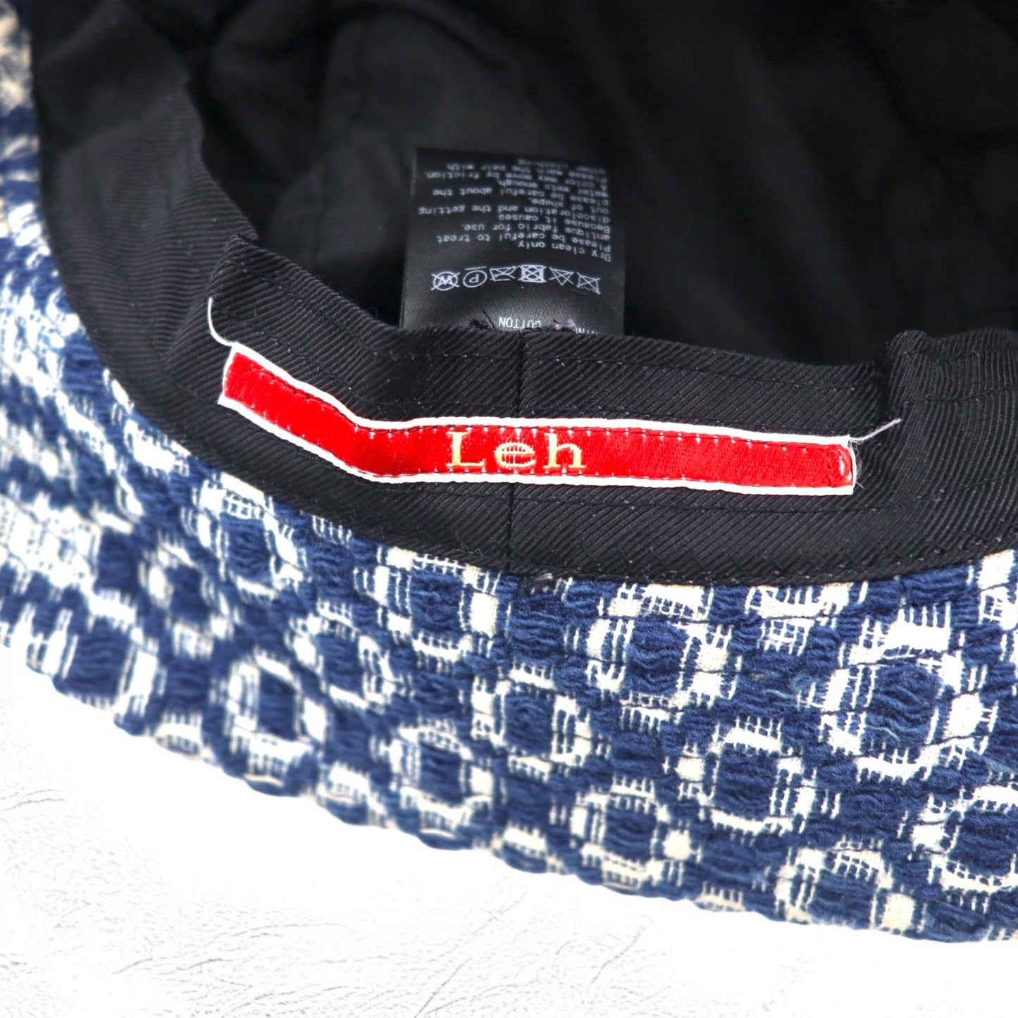 Leh アンティーク ファブリック バケットハット FREE ネイビー ジャガード 総柄