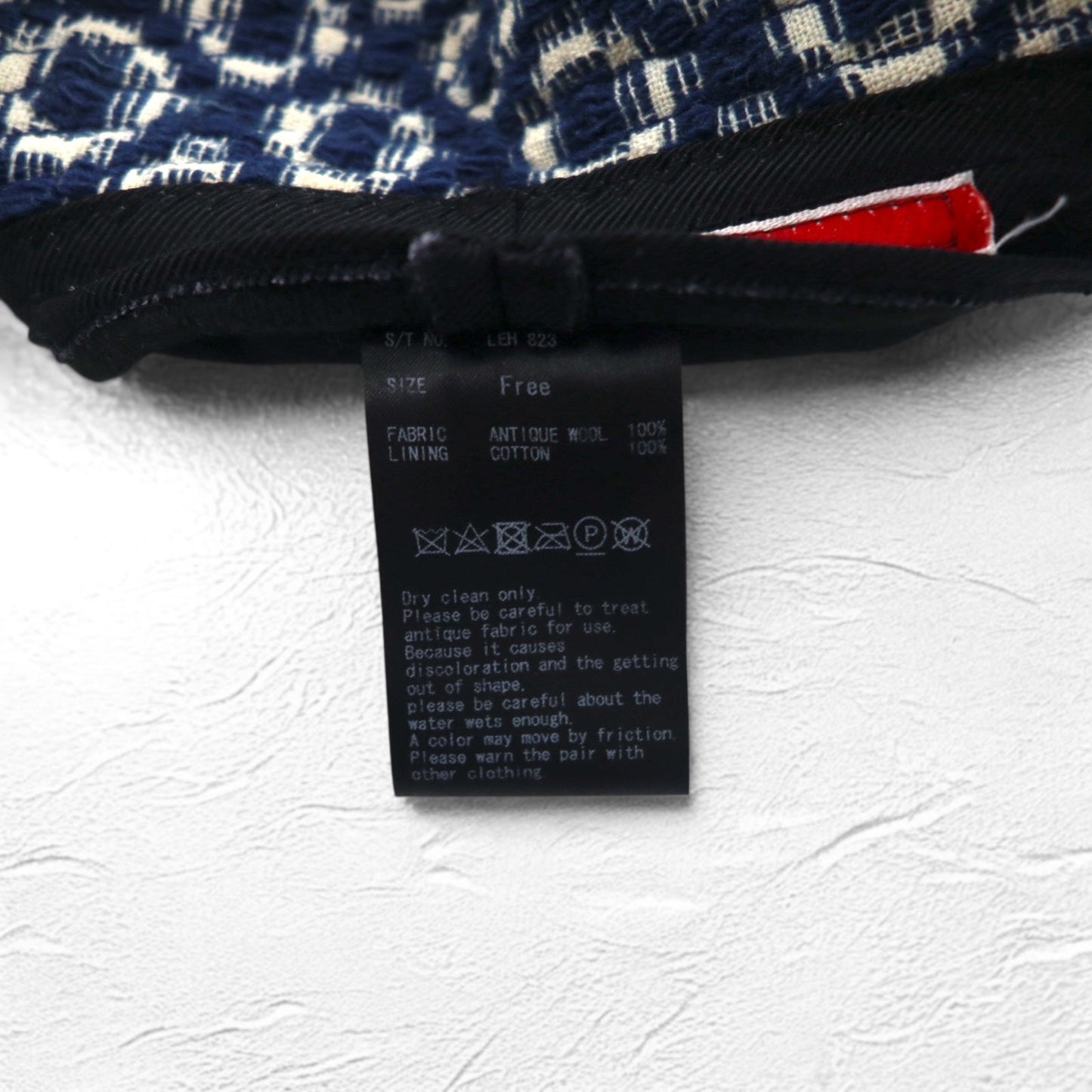 Leh アンティーク ファブリック バケットハット FREE ネイビー ジャガード 総柄