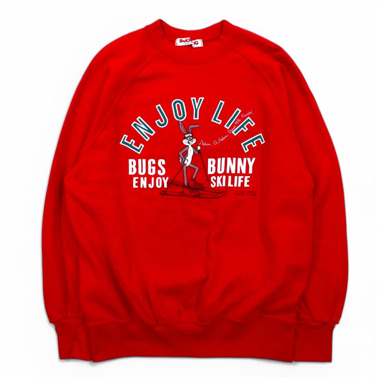 Warner Bros 80年代 BUGS BUNNY キャラクター プリント スウェット S レッド コットン Bukky-Aki