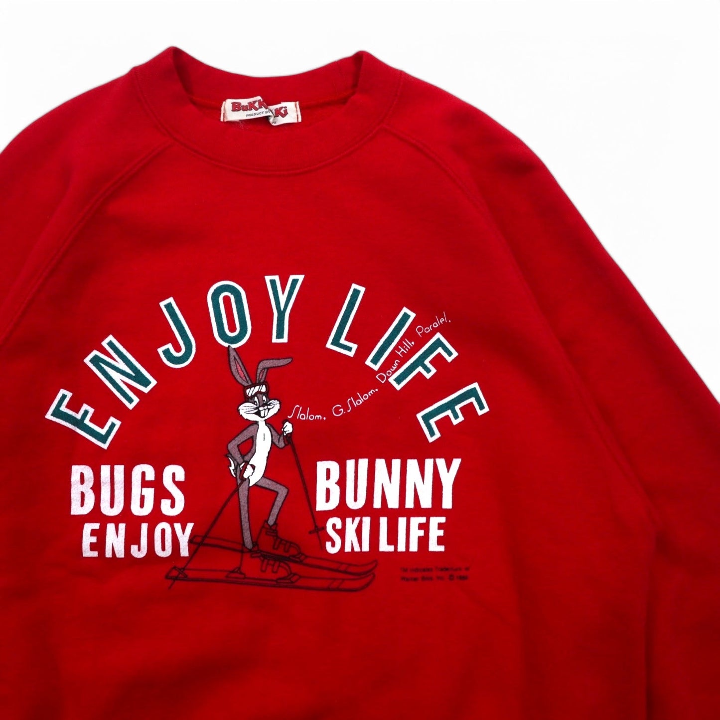 Warner Bros 80年代 BUGS BUNNY キャラクター プリント スウェット S レッド コットン Bukky-Aki