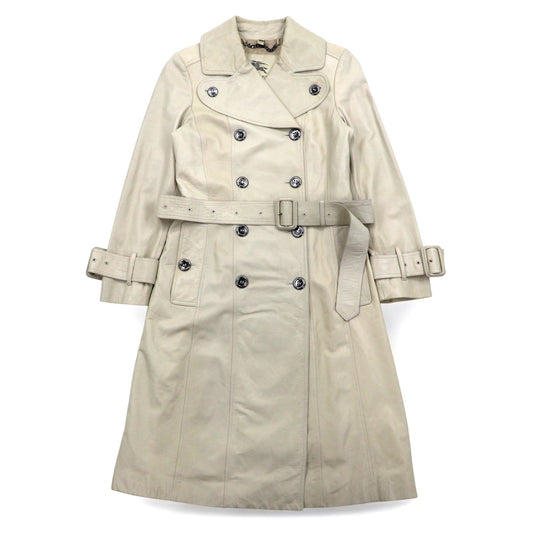 BURBERRY ラムレザー トレンチコート M アイボリー 羊革 ベルト付き