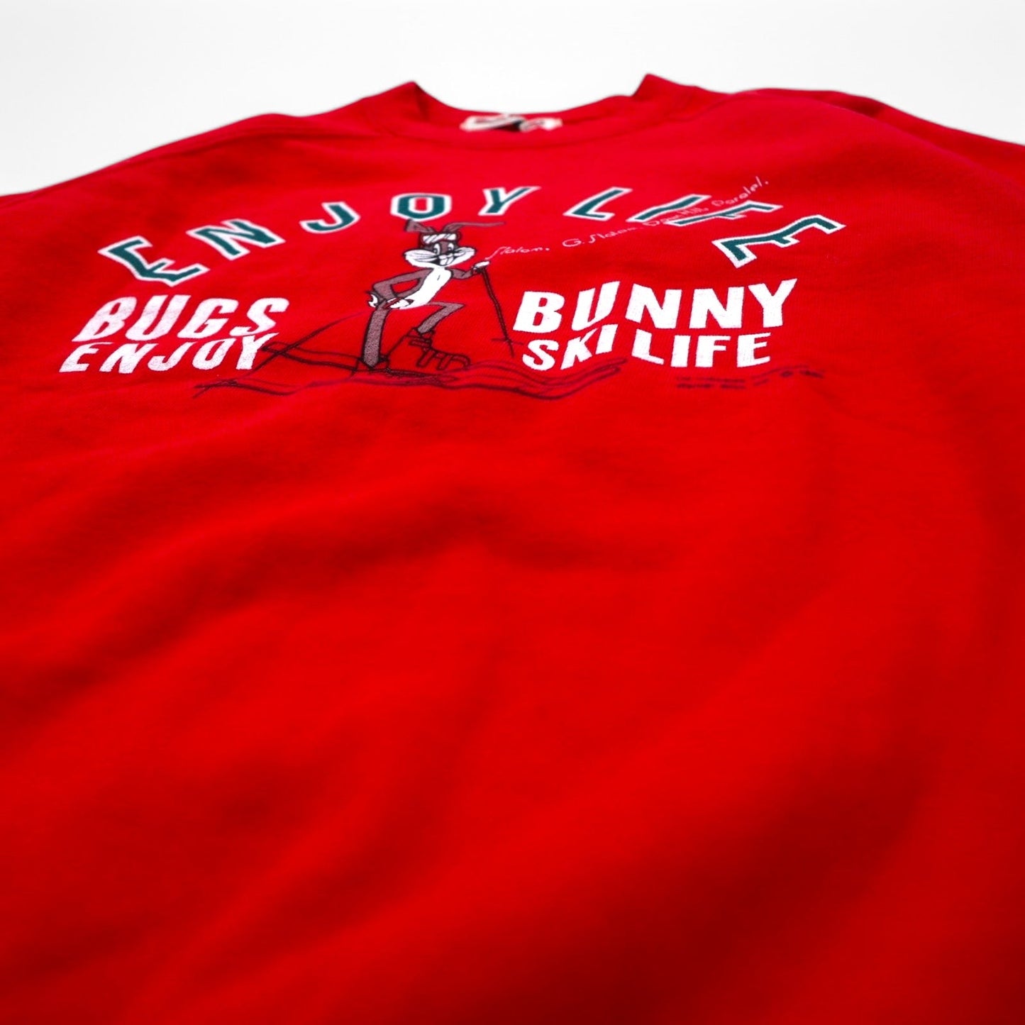 Warner Bros 80年代 BUGS BUNNY キャラクター プリント スウェット S レッド コットン Bukky-Aki