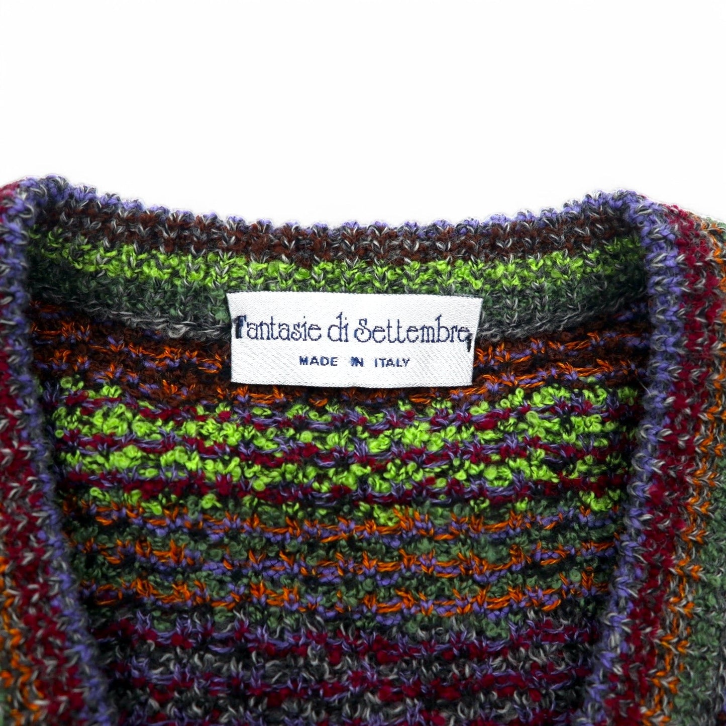 Fantasie di Settembre イタリア製 90年代 総柄 ジャガード ニット セーター L マルチカラー デッドストック 未使用品