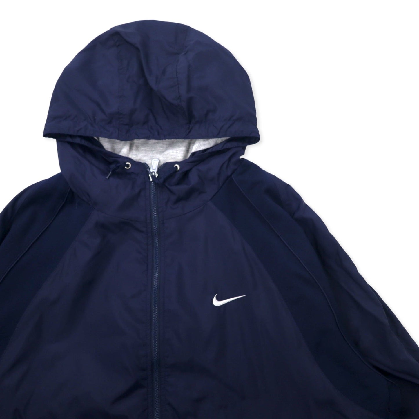 NIKE 90年代 シェルパーカー ナイロンジャケット XL ネイビー スウォッシュロゴ刺繍 銀タグ ビッグサイズ