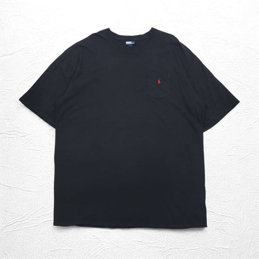 Polo by Ralph Lauren 90年代 ポケット Tシャツ ポケT 3XL TALL ブラック スモールポニー刺繍 ホンジュラス製