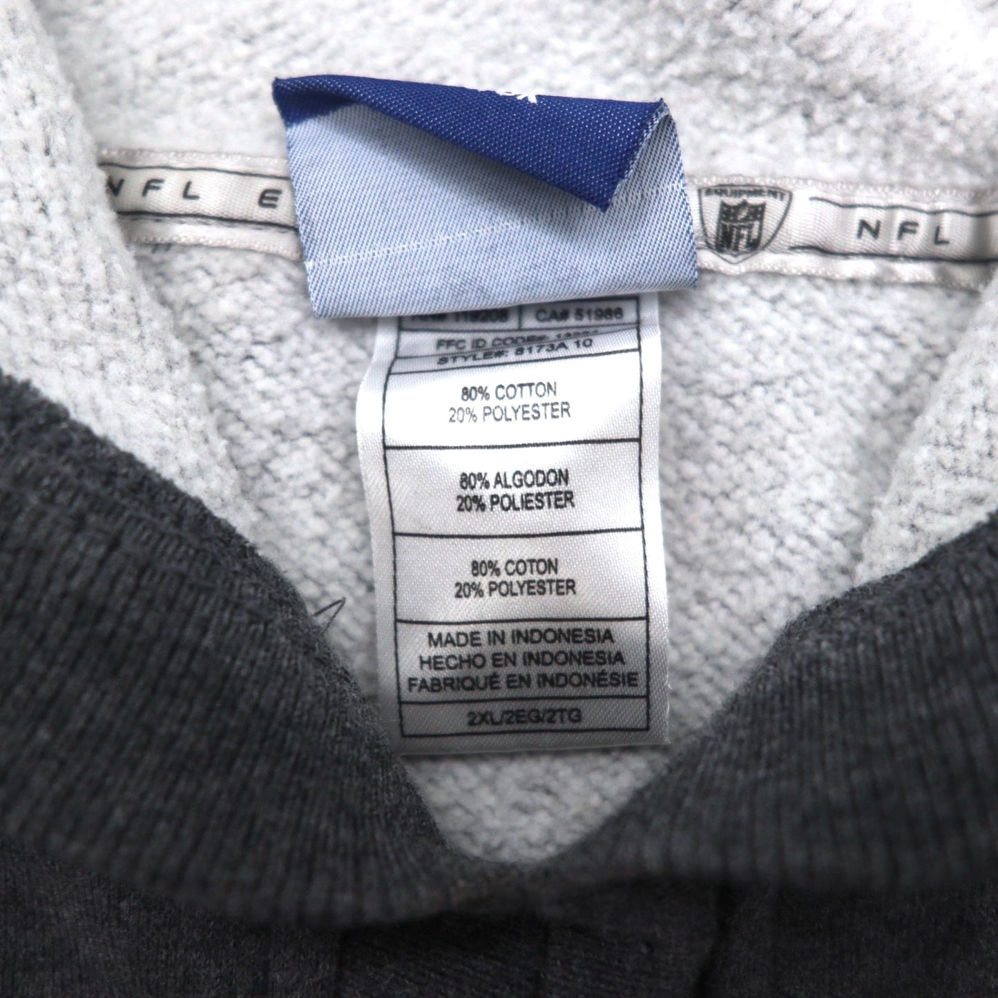 Reebok プルオーバー パーカー 2XL グレー 裏起毛 フロントポケット NFL Houston Texans ビッグサイズ