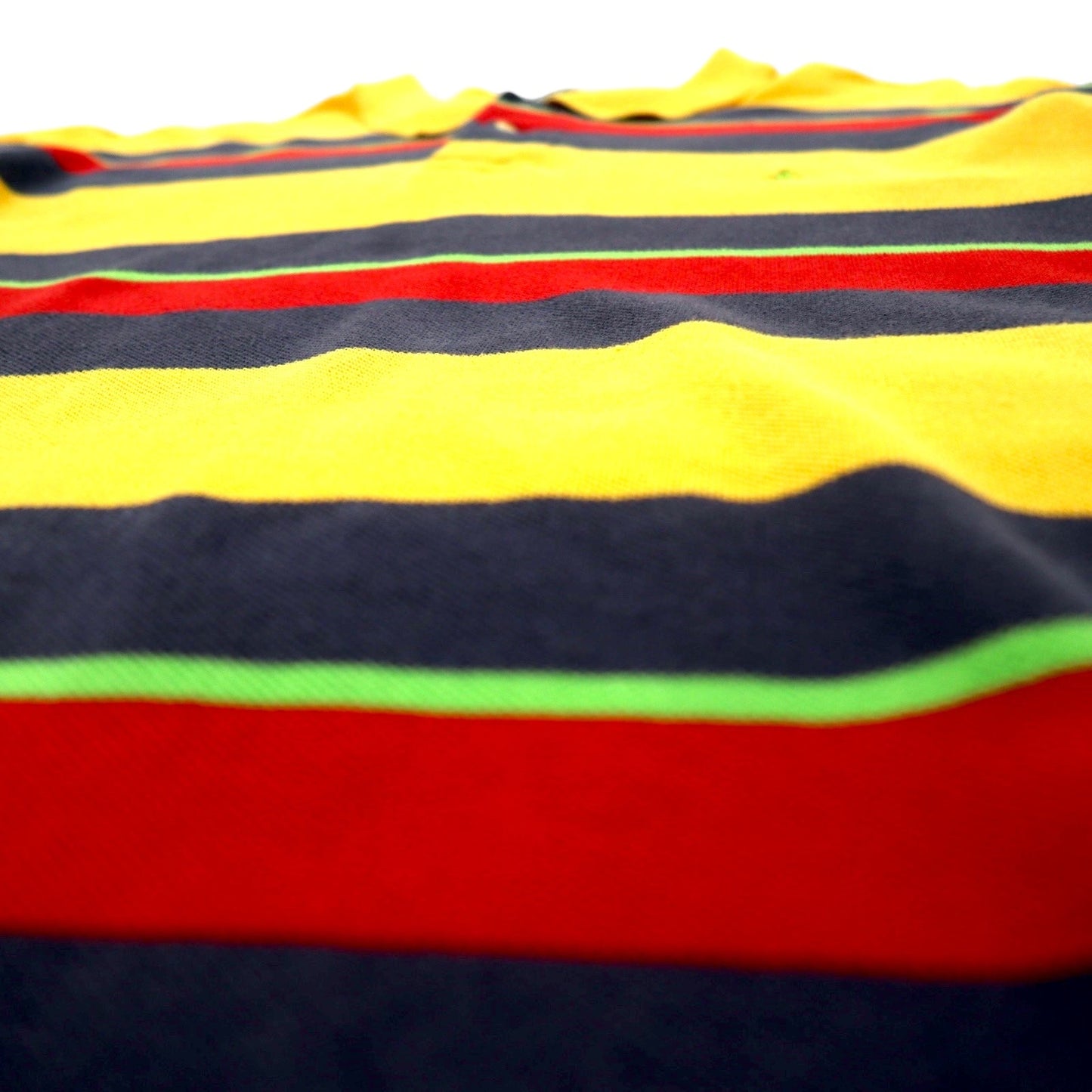 Polo by Ralph Lauren 90年代 長袖ポロシャツ ラガーシャツ XL イエロー ボーダー コットン スモールポニー 刺繍 ボリビア製