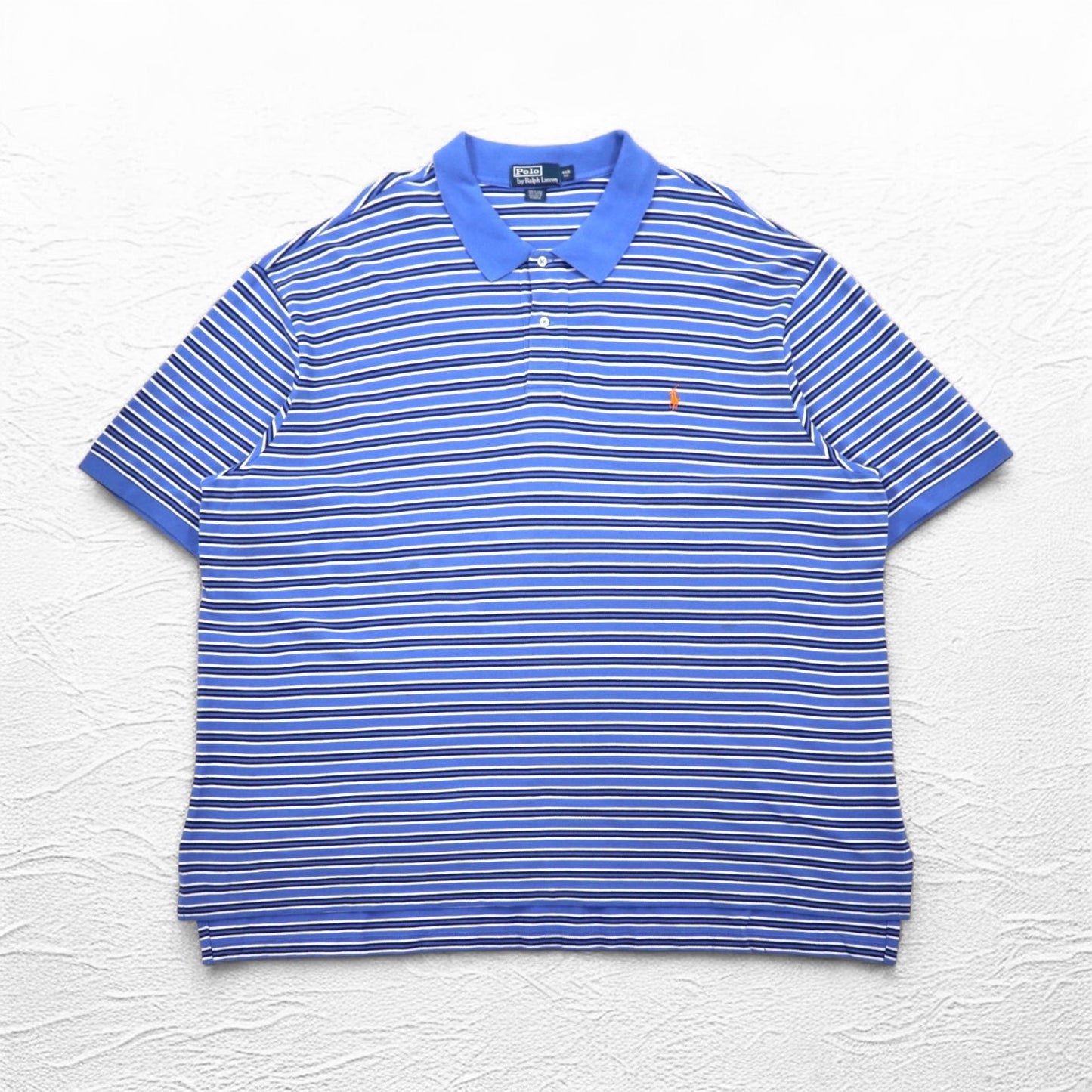 Polo by Ralph Lauren ボーダー ポロシャツ 4XL BIG ブルー ビッグサイズ スモールポニー刺繍