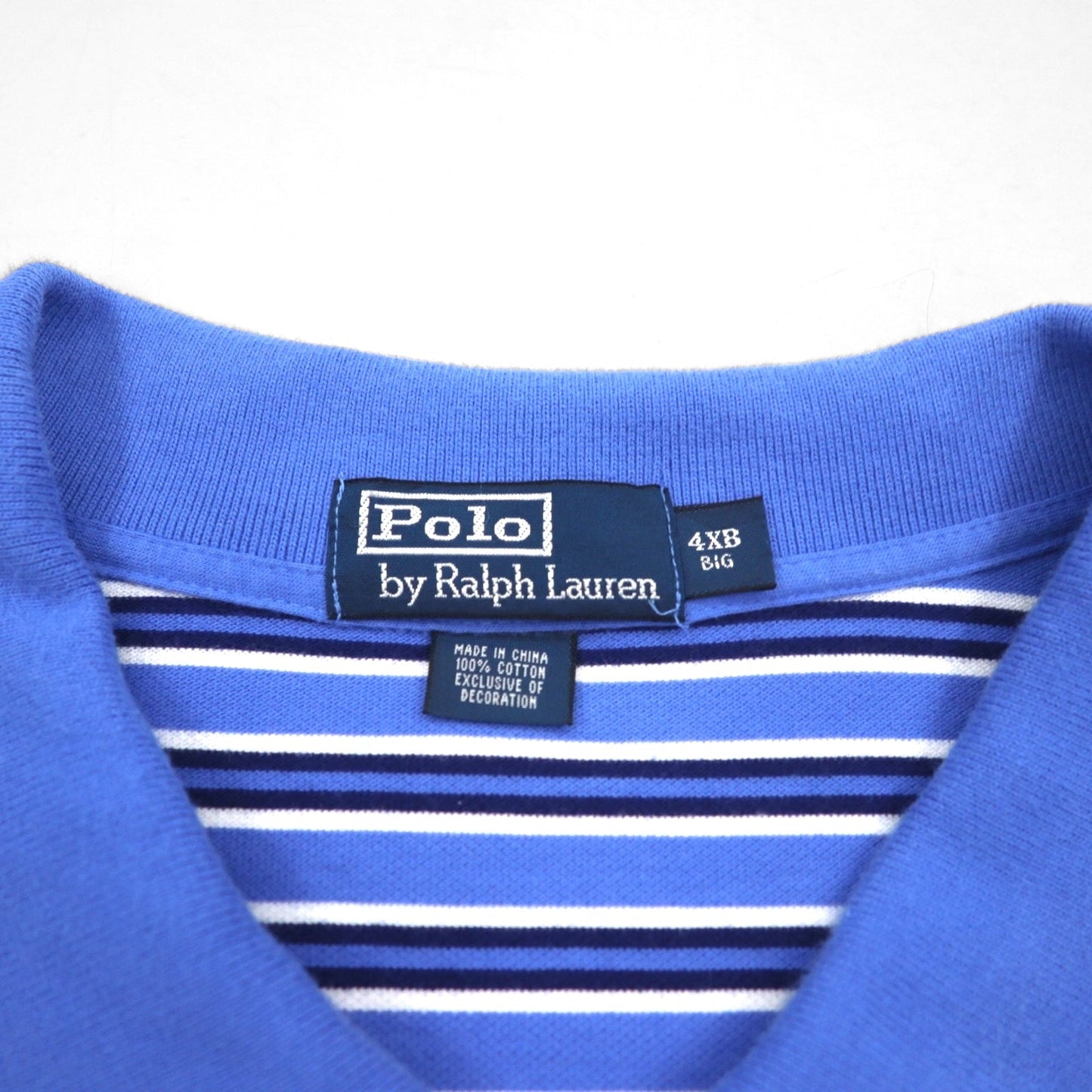 Polo by Ralph Lauren ボーダー ポロシャツ 4XL BIG ブルー ビッグサイズ スモールポニー刺繍