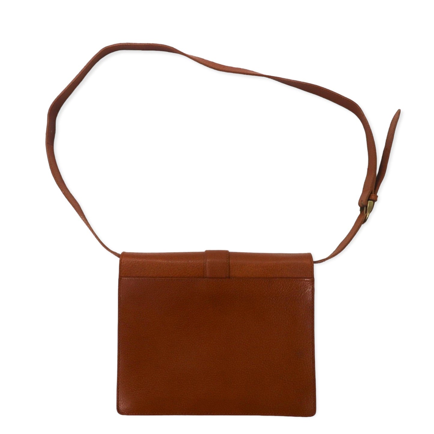 RALPH LAUREN スクエア ショルダーバッグ ブラウン レザー シボ革