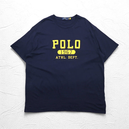 POLO RALPH LAUREN カレッジ プリント Tシャツ 3XL ネイビー コットン ビッグサイズ