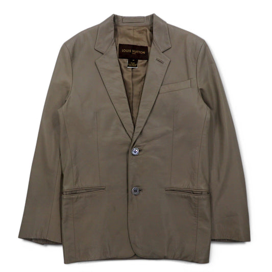 LOUIS VUITTON フランス製 カーフスキン 2B テーラードジャケット L ベージュ 牛革 LVJ 正規代理店