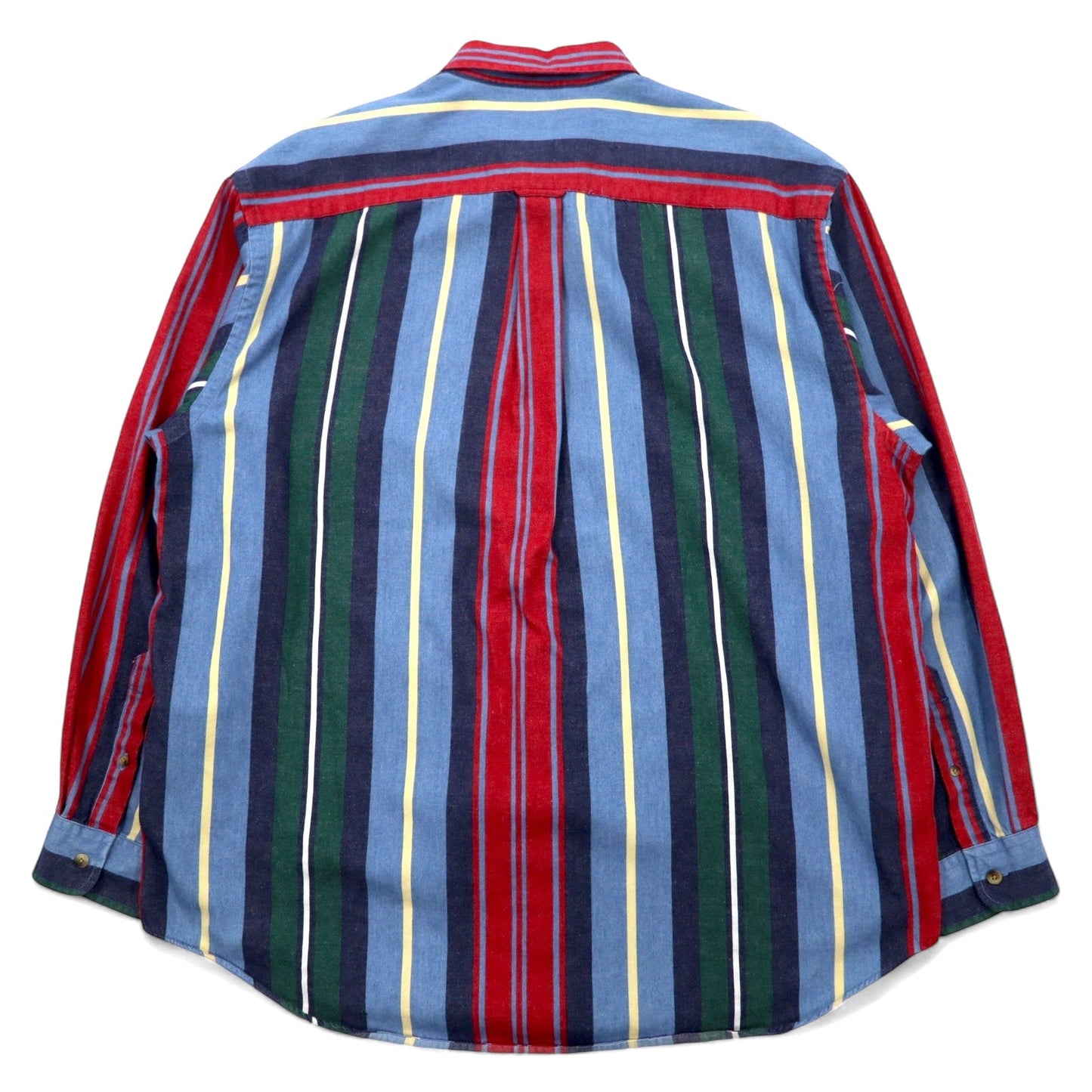 nautica USA製 90年代 マルチストライプ ボタンダウンシャツ XL ブルー コットン ワンポイント 刺繍