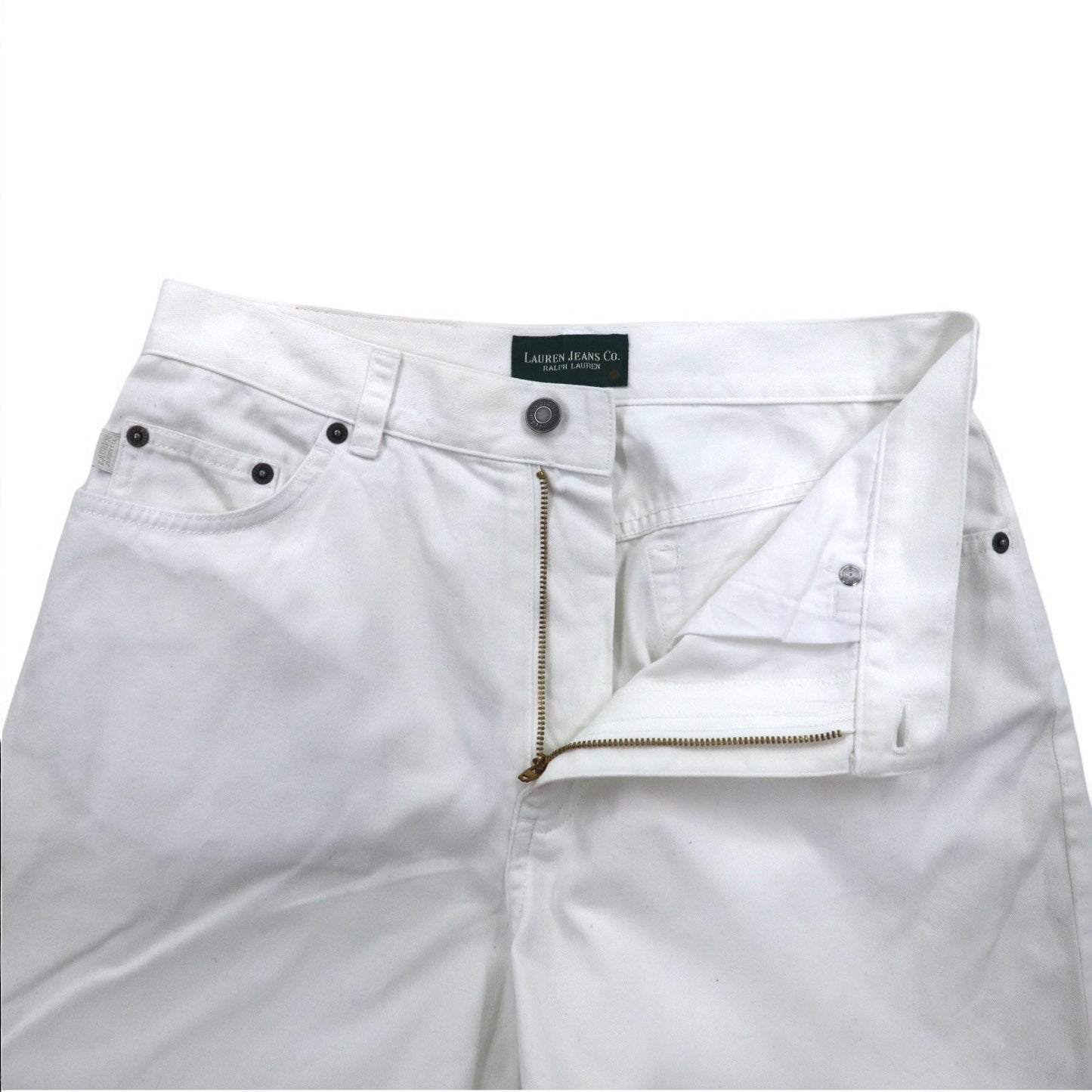 LAUREN JEANS Co. RALPH LAUREN 90年代 ワイド テーパード デニムパンツ M ホワイト コットン