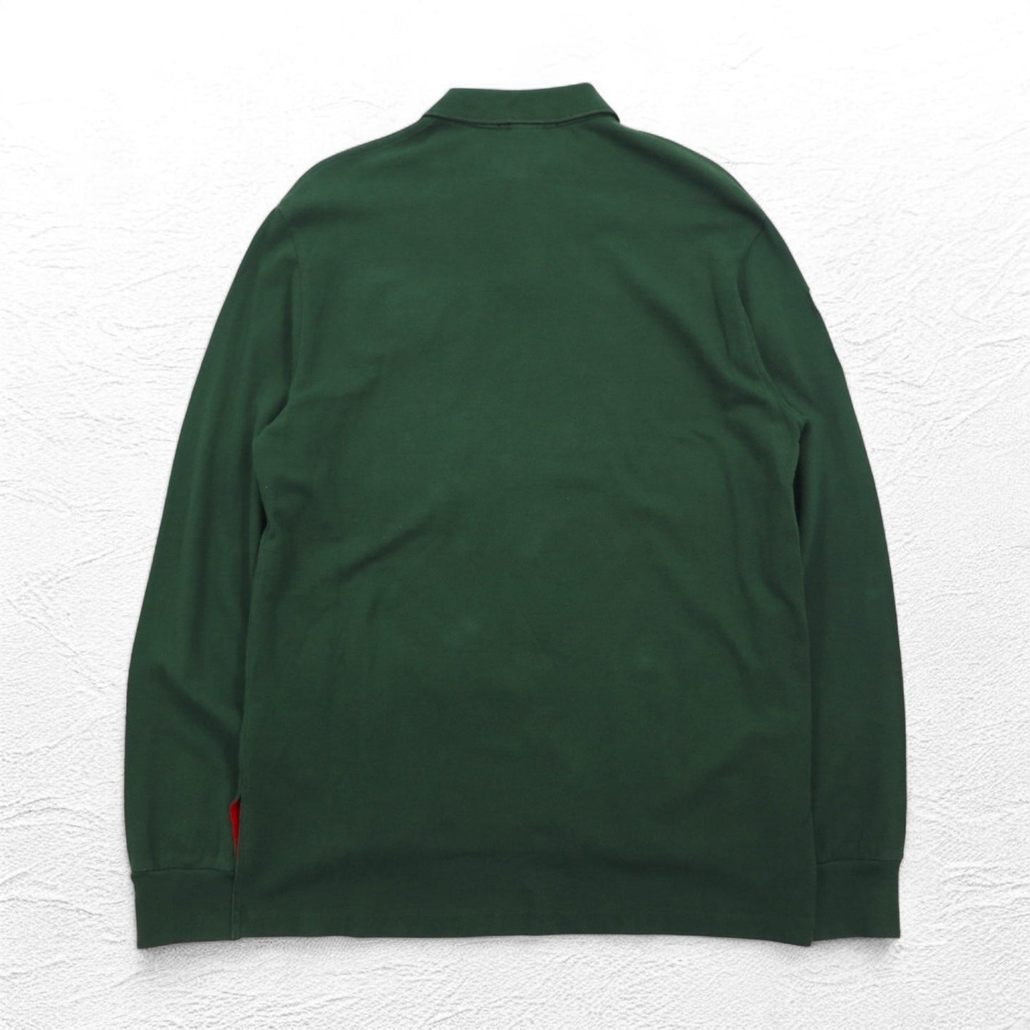 Polo by Ralph Lauren 長袖 ポロシャツ ラガーシャツ L グリーン 鹿の子 CUSTOM FIT 刺繍 ナンバリング