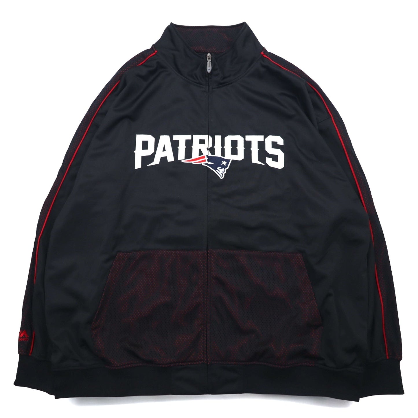 Majestic トラックジャケット ジャージ 4XL ブラック ポリエステル サイドライン NFL PATRIOTS