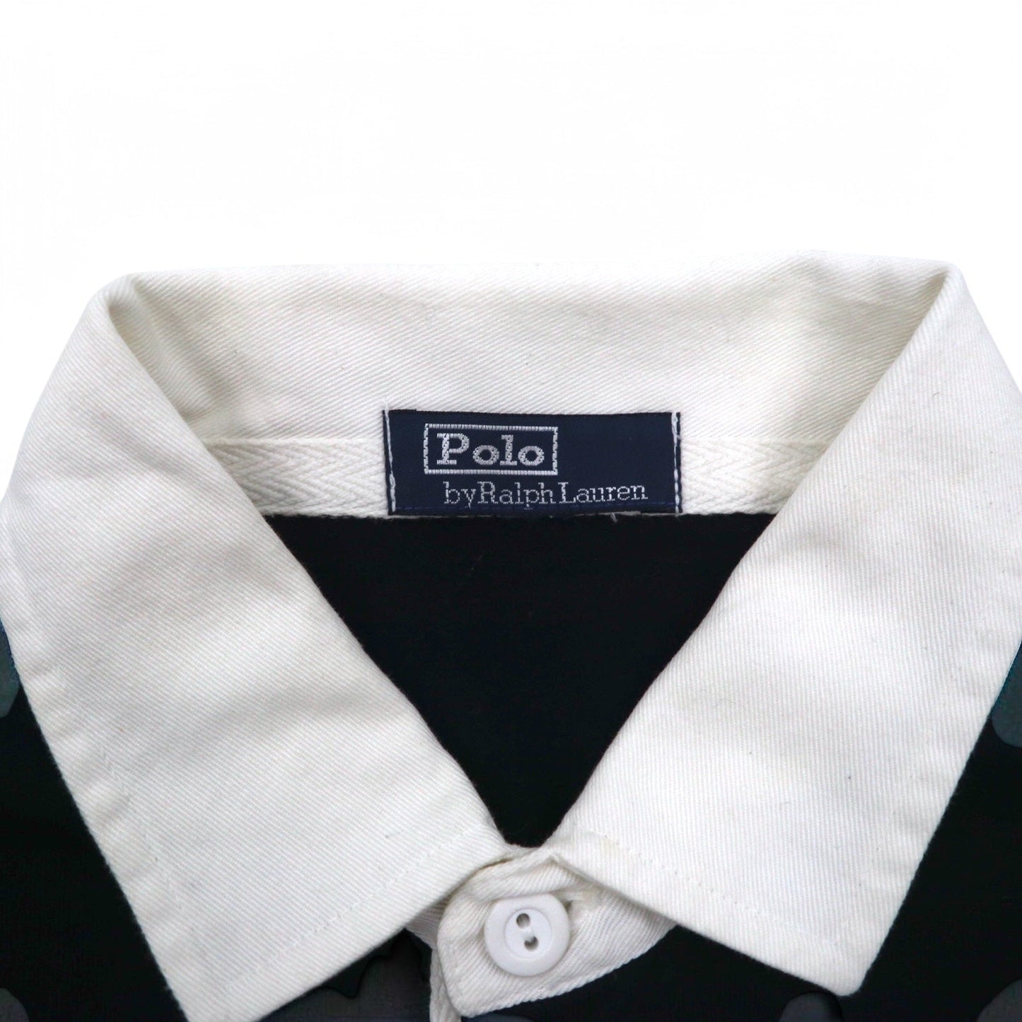 Polo by Ralph Lauren ラガーシャツ M ブラック コットン エンブレムロゴ 刺繍