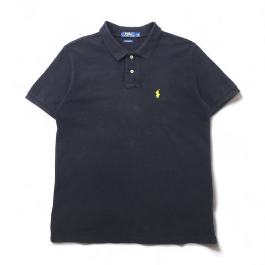 POLO RALPH LAUREN カスタムフィット ポロシャツ L ブラック コットン 鹿の子 スモールポニー刺繍