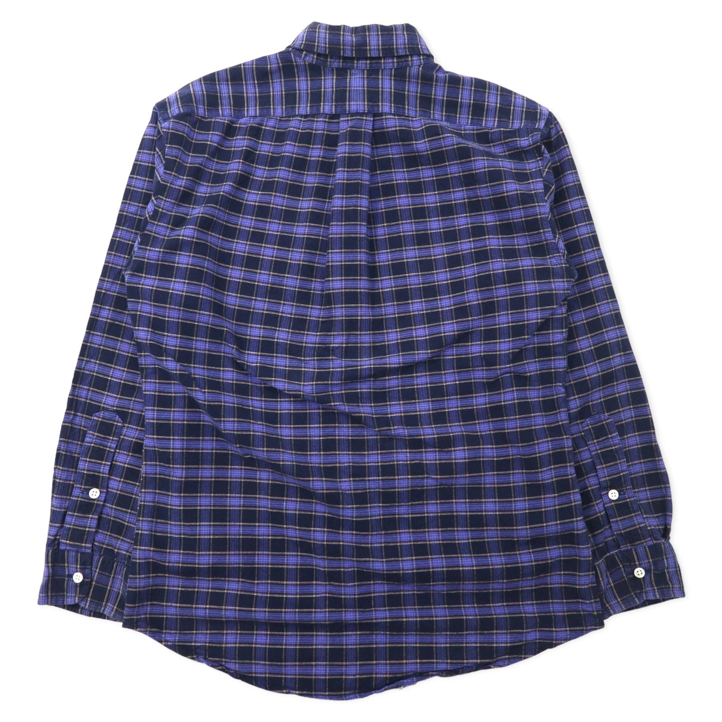 Ralph Lauren ボタンダウンシャツ M ネイビー チェック コットン BIG SHIRT スモールポニー刺繍