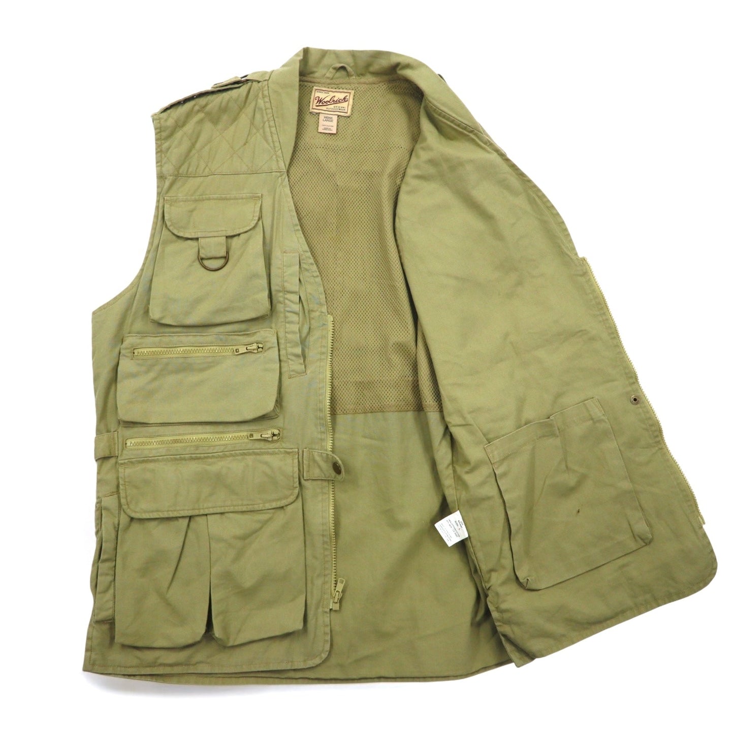 Woolrich 90年代 ハンティングベスト L ベージュ コットン マルチポケット