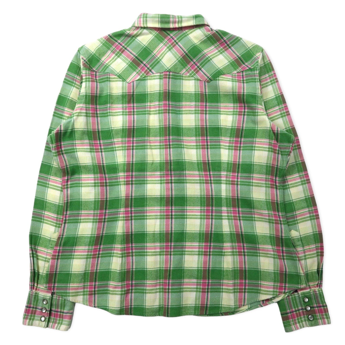 RALPH LAUREN フランネル ウエスタンシャツ 7 グリーン チェック コットン スナップボタン