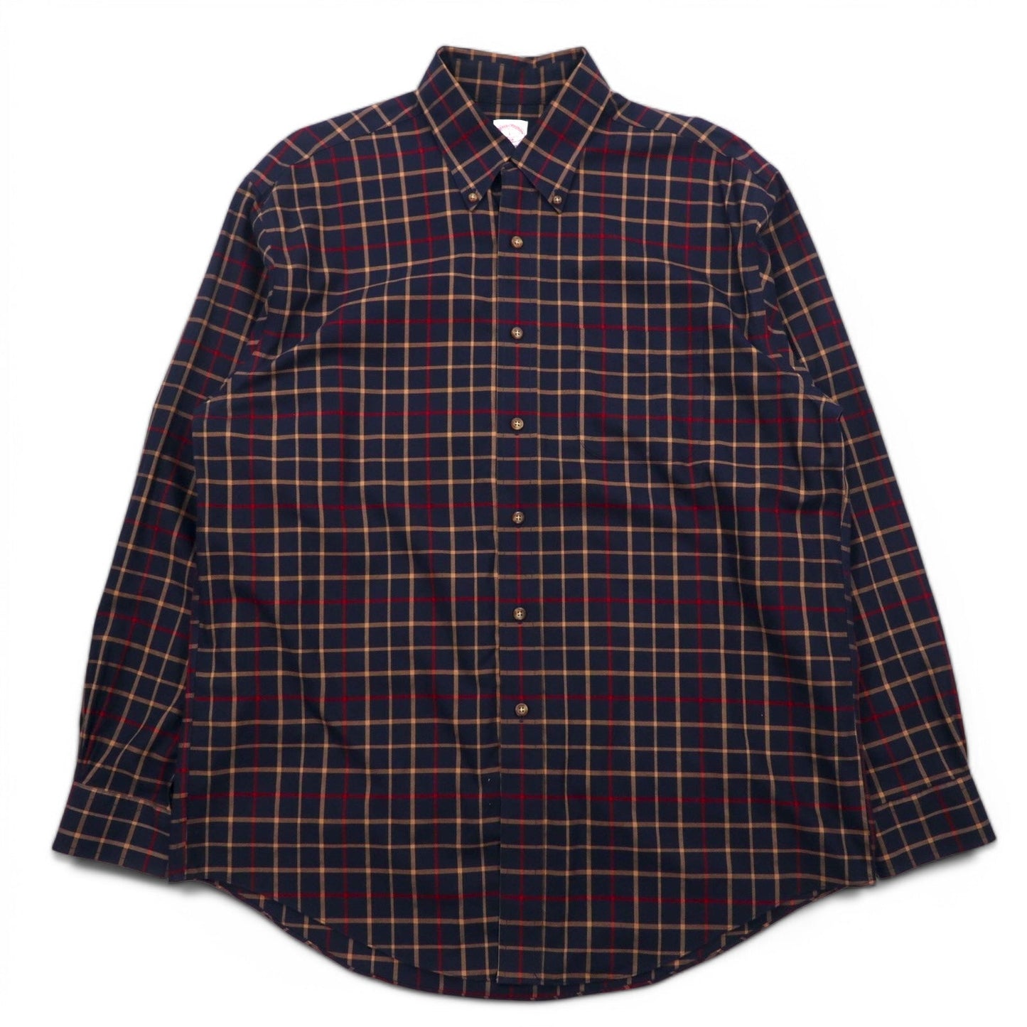 Brooks Brothers 346 ボタンダウンシャツ L ネイビー チェック コットン ビッグサイズ ノンアイロン