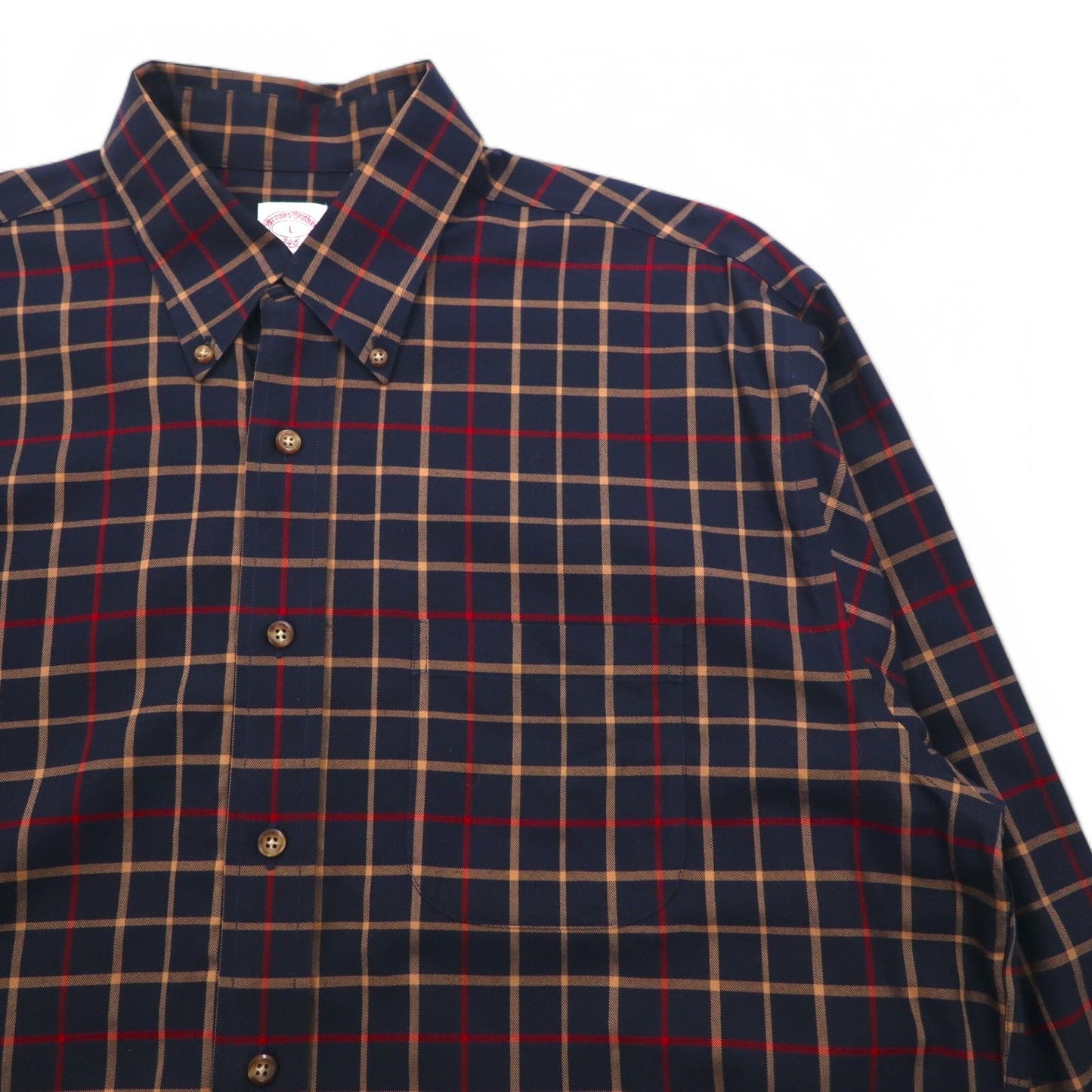Brooks Brothers 346 ボタンダウンシャツ L ネイビー チェック コットン ビッグサイズ ノンアイロン