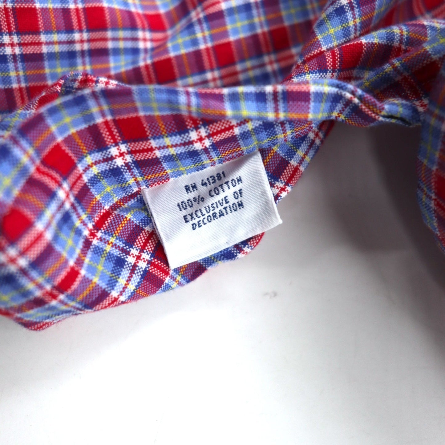 RALPH LAUREN ボタンダウンシャツ L ブルー レッド チェック コットン スモールポニー刺繍